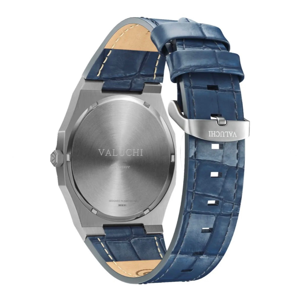 Date Master 40mm Leather Silver Blue