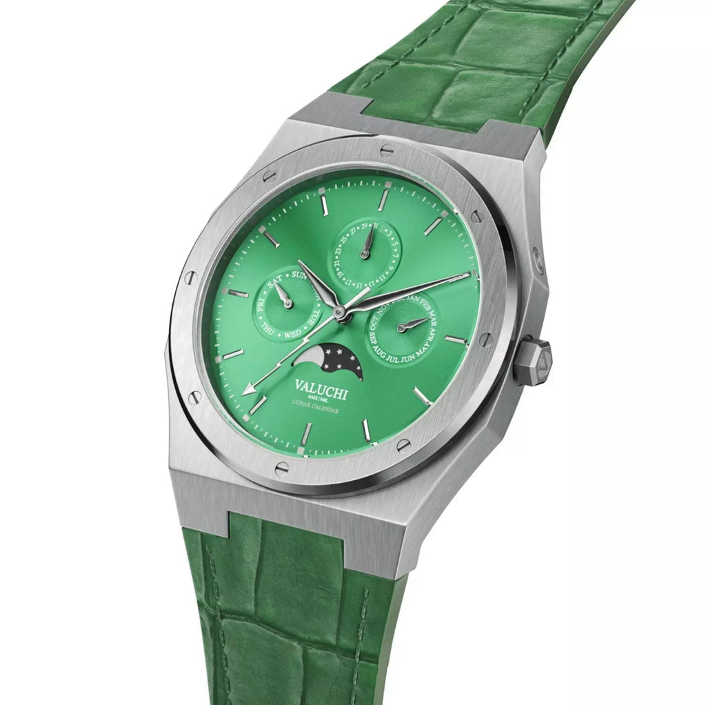 VALUCHI SILVER GREEN LEATHER