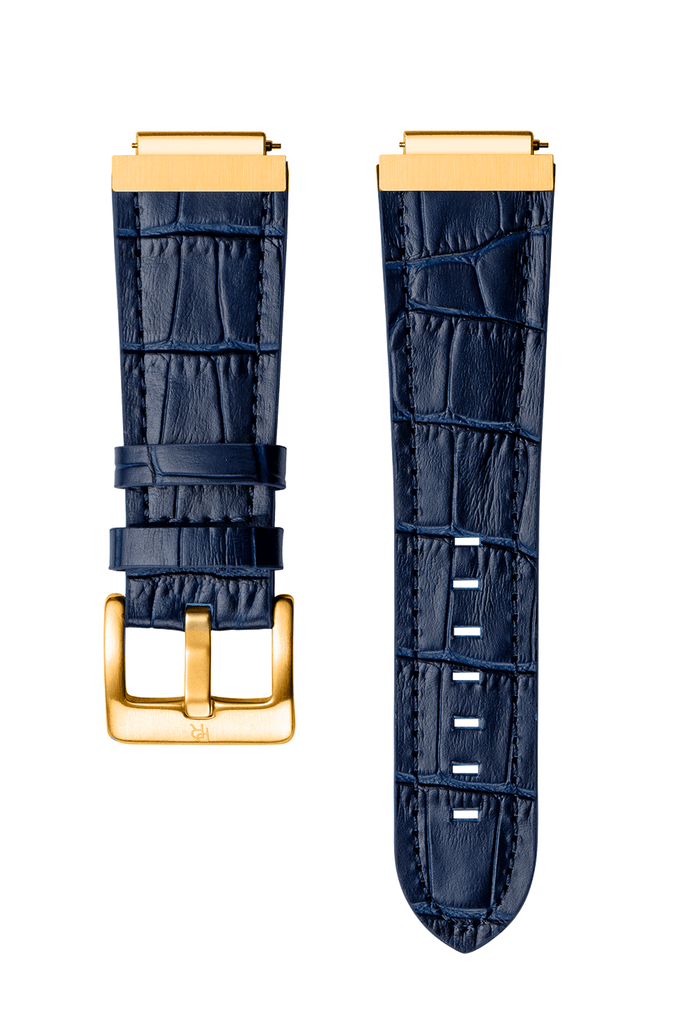 LEATHER WATCHBAND - GOLD BLUE