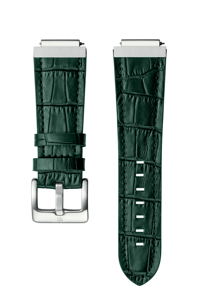 LEATHER WATCHBAND - SILVER GREEN