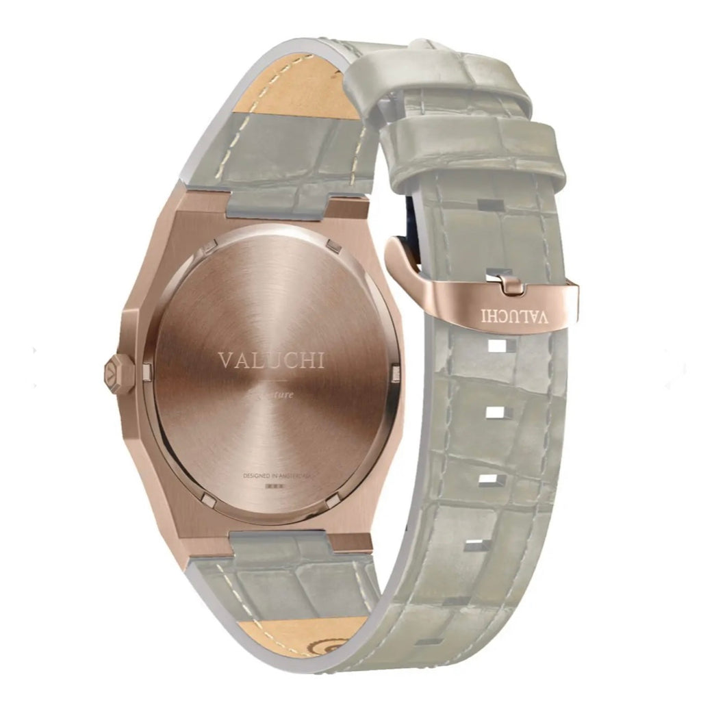 Date Master Series 36mm Leather Rose Gold White