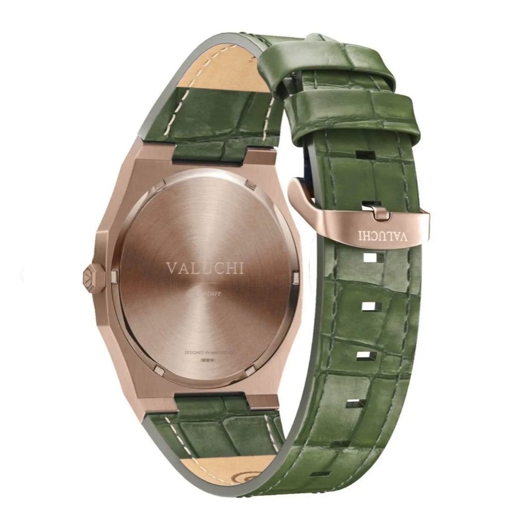 Date Master Series 36mm Leather Rose Green
