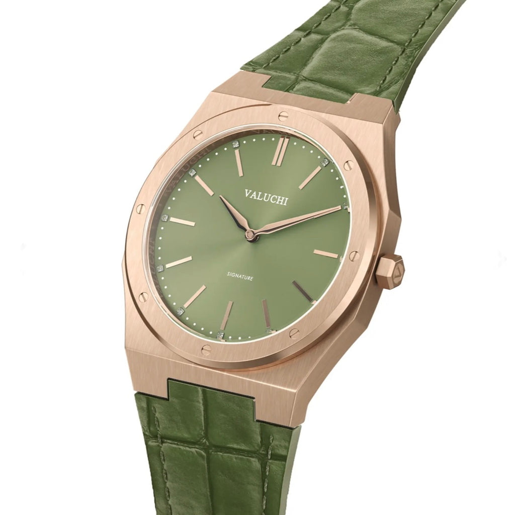 Date Master Series 36mm Leather Rose Green