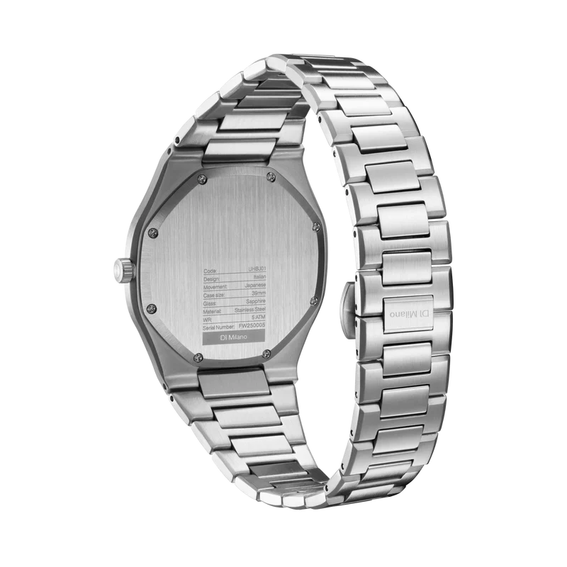 D1 MILANO UHBJ01 GROOVY SILVER BLACK -ULTRA THIN 39mm