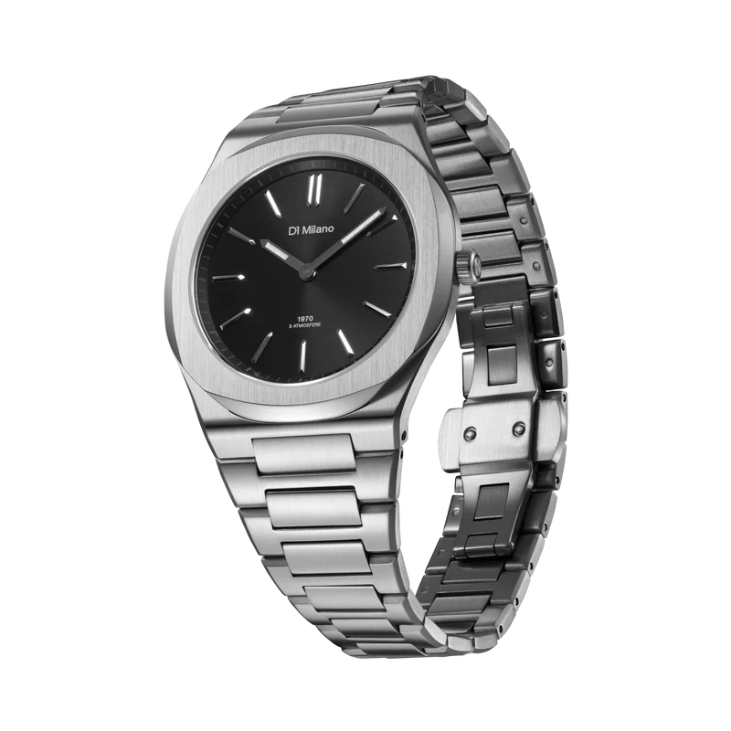 D1 MILANO UHBJ01 GROOVY SILVER BLACK -ULTRA THIN 39mm