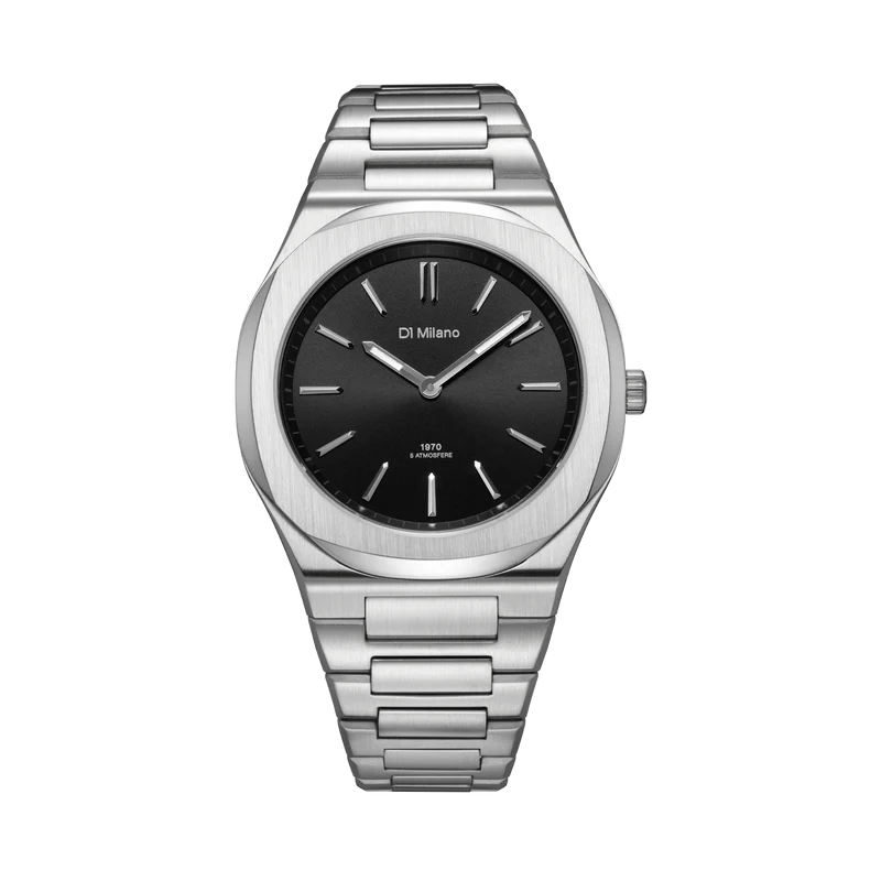 D1 MILANO UHBJ01 GROOVY SILVER BLACK -ULTRA THIN 39mm