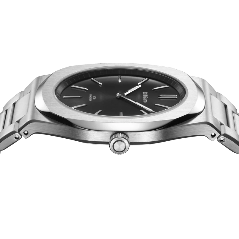 D1 MILANO UHBJ01 GROOVY SILVER BLACK -ULTRA THIN 39mm