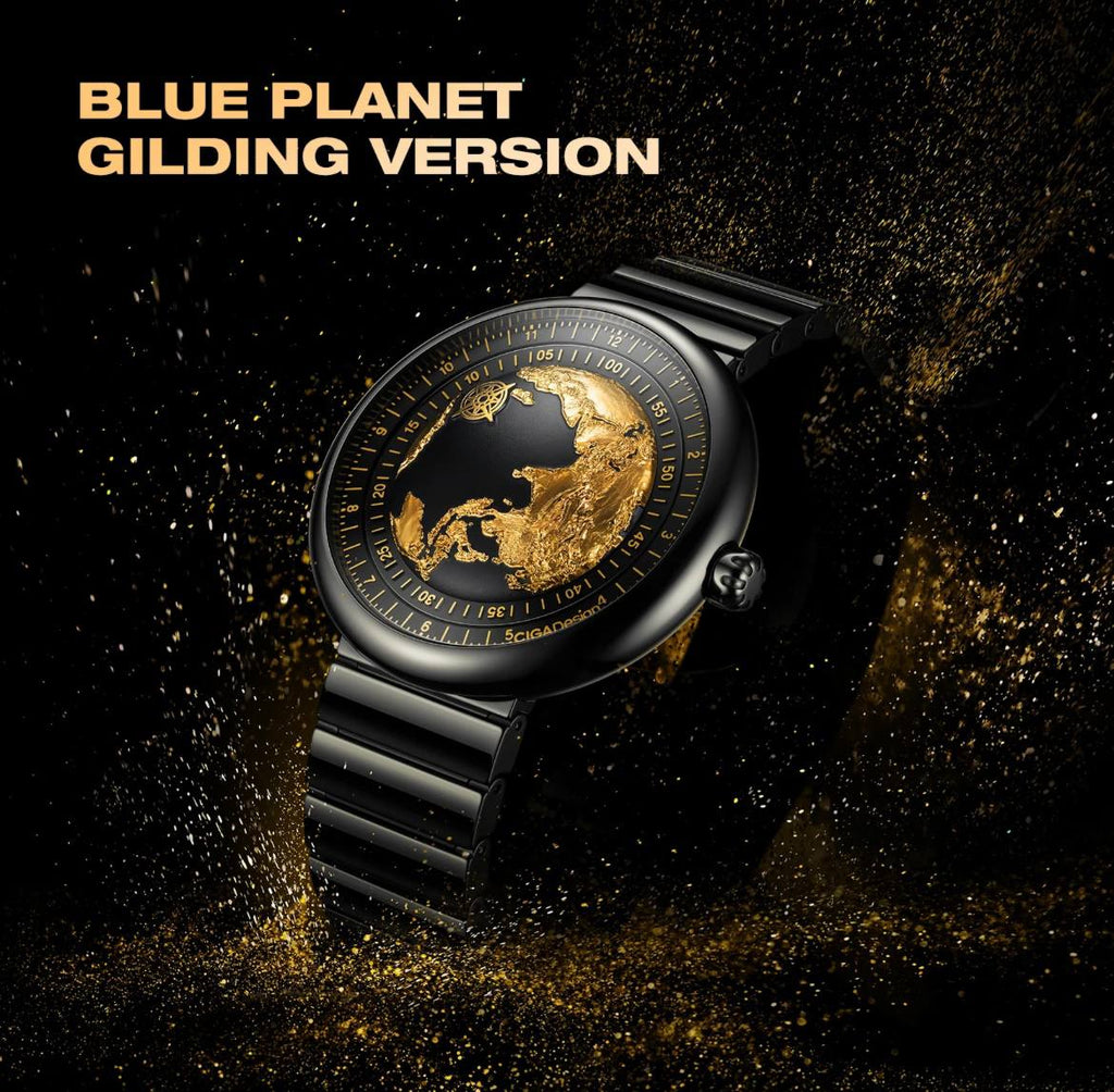 CIGA Design U031- BG01- W6B7B BLACK Mechanical Watch Series U Blue Planet - Gilding Version