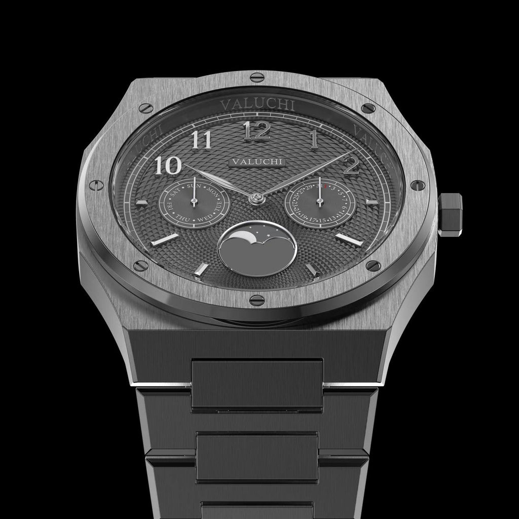 VALUCHI Dual Calendar Gunmetal Black-40MM