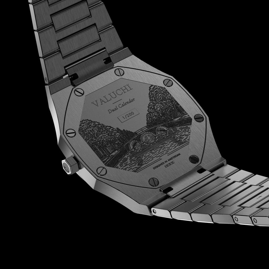 VALUCHI Dual Calendar Gunmetal Black-40MM