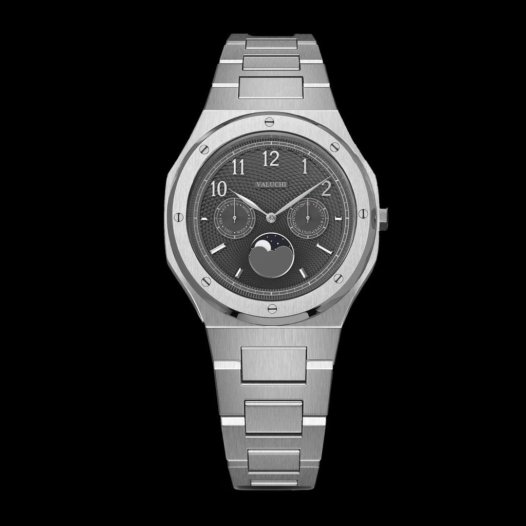VALUCHI Dual Calendar Silver Black- 40MM