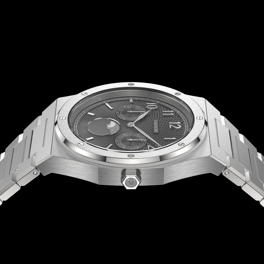 VALUCHI Dual Calendar Silver Black- 40MM