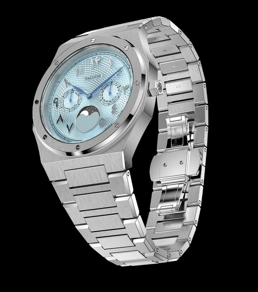 VALUCHI Dual Calendar Limited Silver Ice Blue-40MM