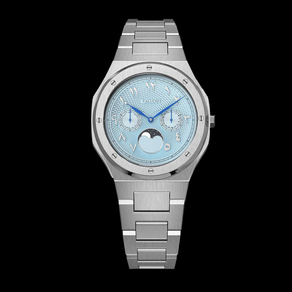 VALUCHI Dual Calendar Limited Silver Ice Blue-40MM