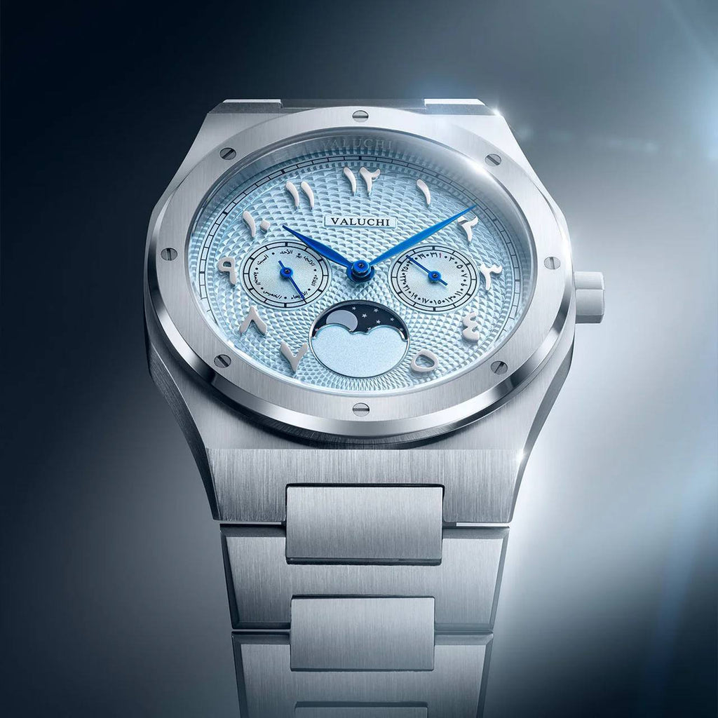 VALUCHI Dual Calendar Limited Silver Ice Blue-40MM