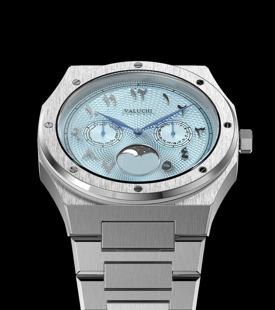 VALUCHI Dual Calendar Limited Silver Ice Blue-40MM