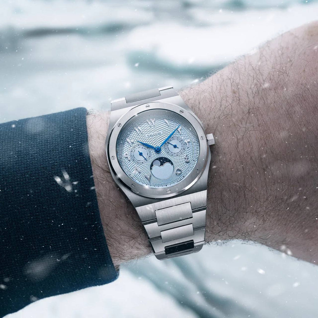 VALUCHI Dual Calendar Limited Silver Ice Blue-40MM