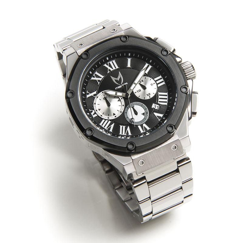 MSTR AM169SS AMBASSADOR HIGH POLISHED TITANIUM GREY & BLACK / STAINLESS STEEL BRACELET